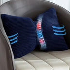 HIGOGOGO Lumbar Support Pillow for Recliner Chair, Bow Knot Shaped Back Support Cushion, Striped Corduroy Soft Decorative Lumbar Pillow for Office Chair, Sofa, Car, Bed, Living Room - Navy - Image 3