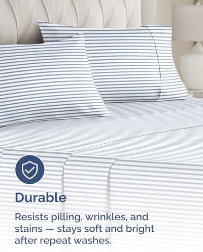 Queen Pillow Cases - 6 Pack Pillowcase Covers - 20" x 30" (Blue Stripes) - Image 4