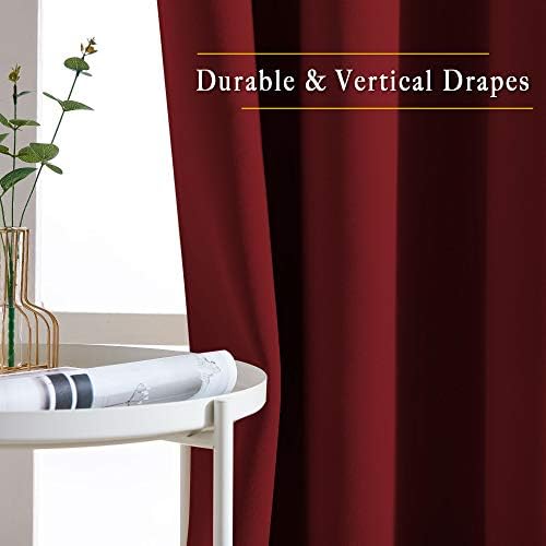 NICETOWN Blackout Doorway Curtains 80 inches Long 2 Panels Set, Grommet Thermal Window Treatments Light & Sound Blocking Drapes for Living Room, Burgundy Red, W46 x L80 - Image 5