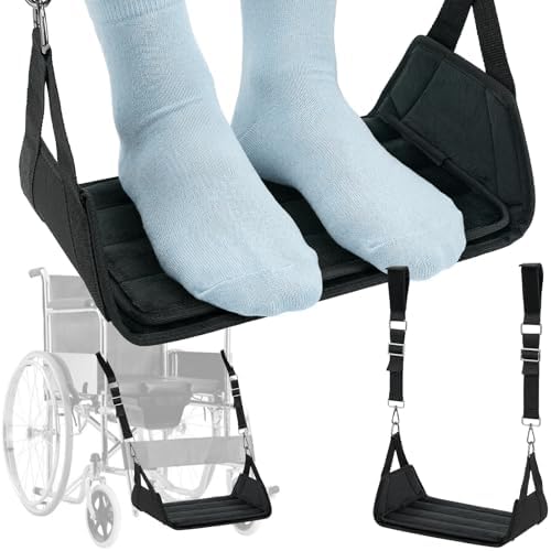 Upgrade Wheelchair Foot Rest Hammock - Adjustable Height Anti-Slip Anti-Squeeze Leg Support Sling with Rigid Base for Wheelchair, Rollator, Walker Footrest Replacement Essential Accessories by YIBEICO