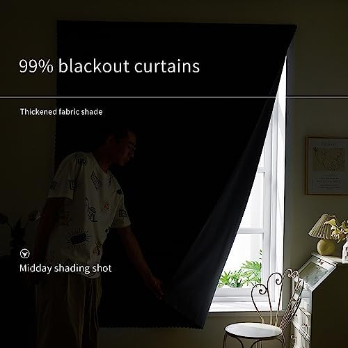 AJAZZ 100% Window Blinds Blackout Portable Blackout Curtains Adhesive Curtains for Living Room No Drilling (Black, 47" W x 72" L 1 Panel) - Image 4