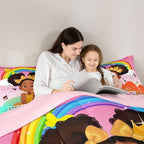 Erosebridal Rainbow Black Girls Comforter Set King Size African American Bedding Set Black Princess Girl Makeup Quilt Comforter Afro Little Girl Bed Set for Kids Melanin Bedroom Decor - Image 6