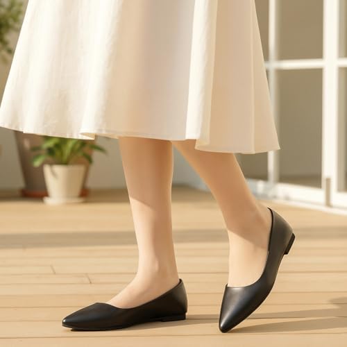 KUNWFNIX Women's Ballet Flats Foldable Classic Crown Rhinestone Slip On Bowknot PU Leather Faux Suede Pointed Toe Comfort Flat Casual Dress Shoes - Image 2