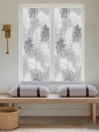 Window Privacy Film Frosted, Grey Palm Trees Tropical Reusable Static Cling Window Tints, Summer Beach Botanical Heat Control Windows Films for Offices, Balcony, 29.5 x 118 Inches - Image 5