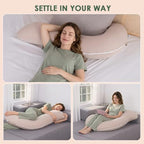 QUEEN ROSE Body Pillow for Side Sleeper, Cooling S Shaped Hug Pillow, Ivory - Image 6