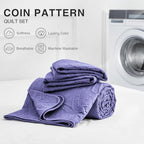 Love's cabin Oversized King Size Quilt Bedding Set Deep Purple Bedspreads - Oversized King Lightweight Bedspread Comforter - Coin Pattern Coverlet for All Season - 3 Pieces (1 Quilt, 2 Pillow Shams) - Image 6