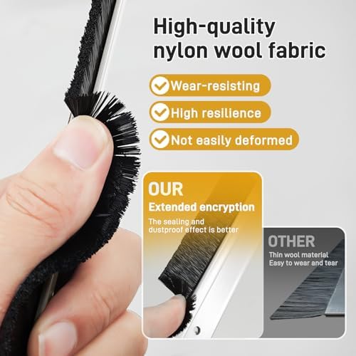 IFPPSAE 2 Pcs Door Sweep Door Brush Bottom Sweep with H-Shape Aluminum Alloy Base for Home、Industrial，2.4-Inch Door Brush (3.4 Inch Wx39.4Inch L),White - Image 3