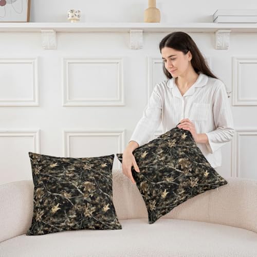 Erosebridal Camoflage Throw Pillow Covers 24x24 Set of 2 Brown Camo Hunting Cushion Cover Rustic Farmhouse Forest Lodge Throw Pillow Case for Bed Couch Sofa Retro Country Cabin Home Decor - Image 2