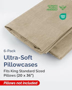 King Standard Pillowcases - 6 Pack, 20" x 36" - Heathered Beige - Image 2