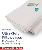 Standard Pillow Cases - 10 Pack Pillowcase Covers - 20" x 26" (Light Grey) - Image 2