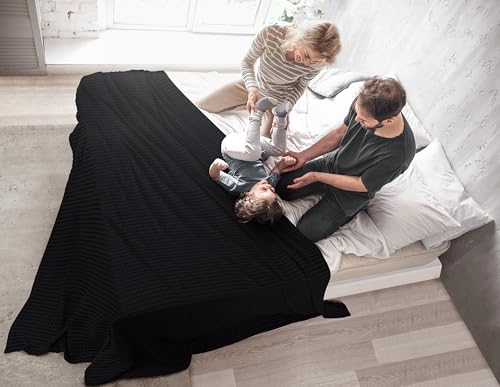 Utopia Bedding 100% Cotton Waffle Blanket Twin Size Black, 90x72 Inch - Image 4