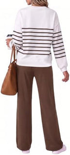 Two Piece Lounge Sets for Women Wide Leg Pant Matching Sets with Pockets - Image 4