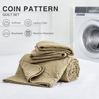 Love's cabin King Size Quilt Set Camel Bedspreads - Soft Bed Fall Lightweight Bedspread Comforter - Modern Style Coin Pattern Coverlet for All Season - 3 Pieces (1 Quilt, 2 Pillow Shams) - Image 5