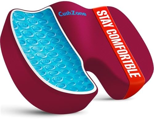 Gel Seat Cushion, Cooling Memory Foam Cushion for Office Chair, Red by CushZone