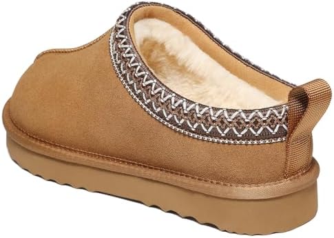 Litfun Women's Genuine Suede Fur Lined Slippers Fuzzy Winter House Shoes - Image 5