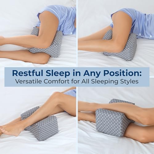 5 STARS UNITED Knee Pillow for Side Sleepers - Hip Pain Relief, Memory Foam Leg Cushion for Side Sleeping - Between Legs Pillow for Sciatica & Lower Back Pain, Gray - Image 3
