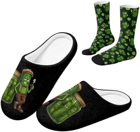 Jeiento Fuzzy Slippers and Sock Set Women's Warm Cozy Memory Foam House Shoes Soft Slip-on Slides by Jeiento