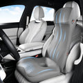 Coverado Memory Foam Car Seat Cushion and Lumbar Support Headrest Pillow, 2-in-1 Integrated Ergonomic Back Support Neck Pillow, Breathable Seat Cushion for Sciatica Back Tailbone Pain Relief, Gray by COVERADOAUTO