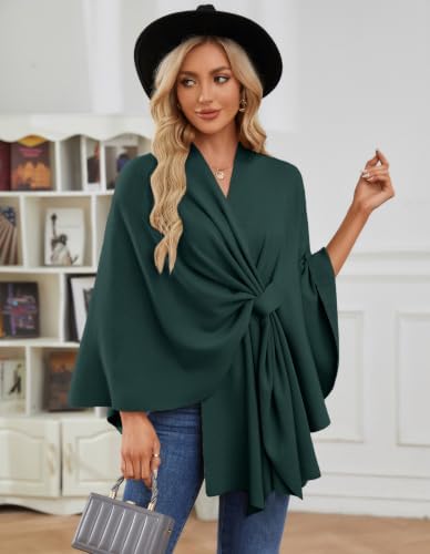 PULI Women Elegant Shawl Wrap Open Front Poncho Sweater Spring Fall Winter - Image 3