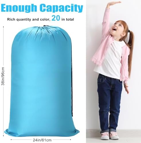 Nuogo 20 Pcs Large Laundry Bags Bulk, 38 x 24 Inch, Black, Blue, Pink - Image 2