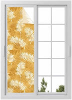 Window Privacy Film Frosted, Fall Orange Botanical Reusable Static Cling Window Tints, Summer Palm Leaves Foliage Tropical Heat Control Windows Films for Offices, Balcony, 29.5 x 118 Inches by Unknown