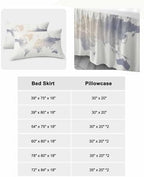 Ruffle Bed Skirt Queen, Soft Watercolor World Map Soft Microfiber Fitted Bedding Sheet Bedskirt 18 Inch Drop, Minimalist Travel Art Print Elastic Wrap Around Bed Skirt Pillowcases Set - Image 6