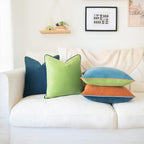 MONDAY MOOSE Decorative Throw Pillow Covers Cushion Cases, Set of 4 Soft Velvet Modern Double-Sided Designs, Mix and Match for Home Decor, Pillow Inserts Not Included (16x16 inch, Blue/Orange) - Image 3