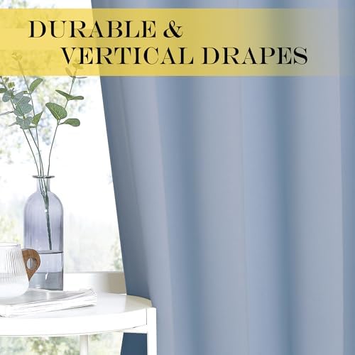 NICETOWN Blackout Curtains for Sliding Glass Door Room Divider Noise Reduce Curtain Panel Portable Window Screen Sliding Partition, W100 x L102 inches, 1 Panel, Vintage Blue - Image 4