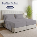 Kickoff Viscose Bamboo Sheets Split King Size 5-pc 100% Organic Bamboo Viscose Bed Cooling Sheets Split King Size Set Cool Bedding for hot Sleepers Sheet Set - Gift Ready Packaging (Dark Grey, SK) - Image 3