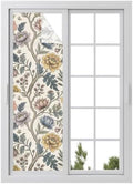 Window Privacy Film Frosted, Vintage Garden Flower Reusable Static Cling Window Tints, Rustic Floral Leaf Pastoral Plants Heat Control Windows Films for Offices, Balcony, 29.5 x 118 Inches by Unknown