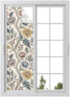 Window Privacy Film Frosted, Vintage Garden Flower Reusable Static Cling Window Tints, Rustic Floral Leaf Pastoral Plants Heat Control Windows Films for Offices, Balcony, 29.5 x 118 Inches by Unknown