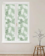 Window Privacy Film Frosted, Green Botanical Reusable Static Cling Window Tints, Summer Palm Leaves Foliage Tropical Heat Control Windows Films for Offices, Balcony, 29.5 x 118 Inches - Image 2