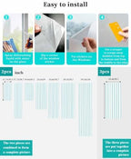 Window Privacy Film Frosted, Teal Blue Stripes Non-Adhesive Static Cling Window Tint, Modern Vertical Striped Minimalist Insulated Windows Frosted Films for Living Room, 35.4 x 78.7 Inches - Image 4