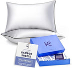 Kickoff Viscose Bamboo Pillowcase, Queen, Set of 2, 100% Organic Hidden Zippered Viscose Bamboo Pillow Case Queen Size, Cooling Pillow Cover for Hot Sleepers (20"x30", Trimmed, Pewter) by KickoffHome
