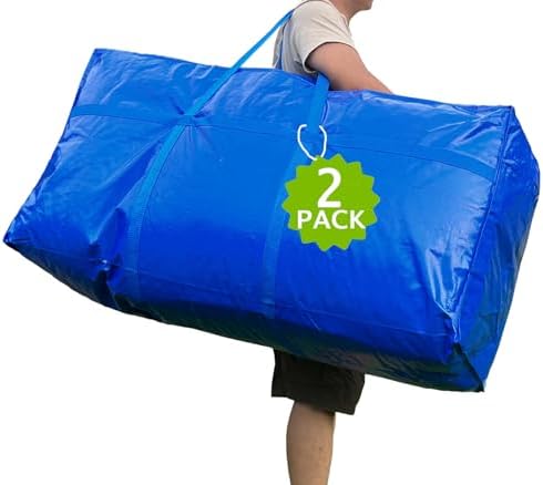 1-Pack 66 Gallon Heavy Duty Storage Bags, Extra Large Zippered Duffle Totes for Moving, Travel, Bedding & Christmas Tree(Blue,2 Pack) by Unknown