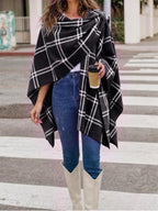 Yousify Women’s Shawl Wrap Plaid Knit Poncho Cape Sweater - Image 2