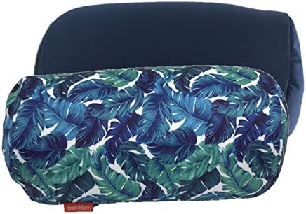 Bookishbunny 2pcs Micro Bead Microbead Roll Pillow Cushion for Bed Back Neck Head Body Support, 13" x 7", Various Designs (Navy+Feather) by Bookishbunny