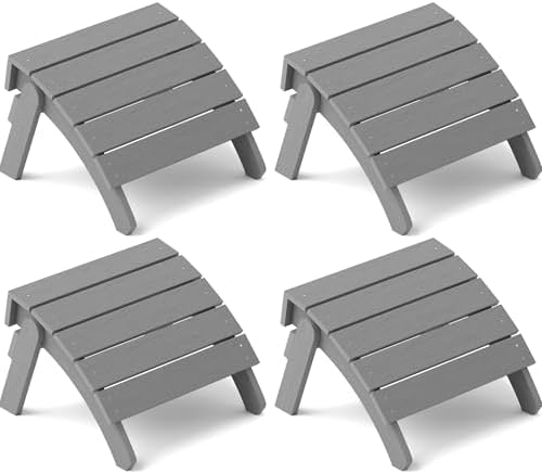 YEFU Folding Adirondack Ottoman Outdoor Set of 4, Grey by YEFU