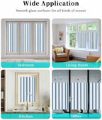 Window Privacy Film Frosted, Blue Striped Static Cling Door Window Covering, Farmhouse Vertical Stripes Geometric UV Blocking Windows Film for Office, Hotel, Bedroom, 29.5 x 78.7 Inches - Image 7