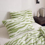 Bedorm Faux Fur Pillowcases Set of 2 Standard Size Plush Fluffy Pillow Cover Ivory and Green, Zipper Closure - Image 7