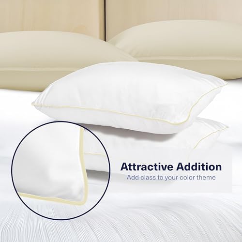 Kickoff Viscose Bamboo Pillowcase, King, Set of 2, 100% Organic Hidden Zippered Viscose Bamboo Pillow Case King Size, Cooling Pillow Cover for Hot Sleepers (20"x40", Trimmed, Buttercream) - Image 3