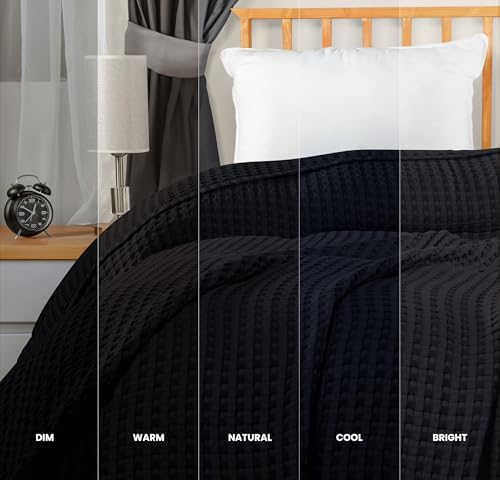 Utopia Bedding 100% Cotton Waffle Blanket Twin Size Black, 90x72 Inch - Image 6
