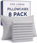 Queen Pillow Cases - 8 Pack Pillowcase Covers - 20" x 30" (Grey Stripes) by CGKUnlimited