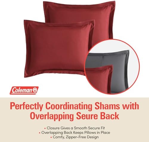 Coleman Comforter Set Full Size Reversible Bed-in-a-Bag– Double-Sided Color Options, All-Season Comforter + Shams + Sheets – Perfect for Home, Cabin or Camp Use, Burgundy/Gray - Image 2