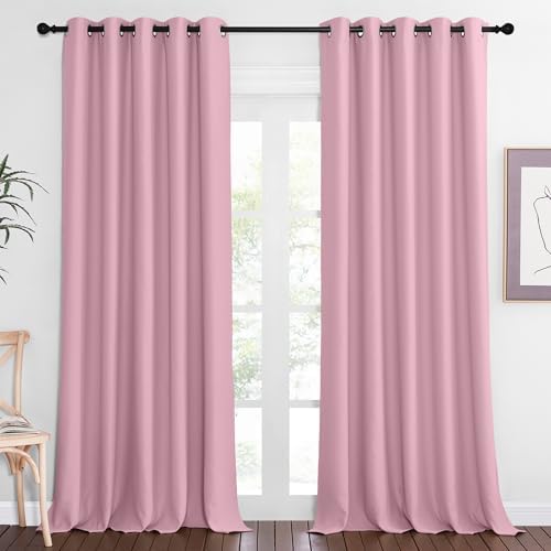 NICETOWN Blackout Curtains 84 Inch Length, Thermal Insulated Curtains for Bedroom Grommet Energy Saving Room Darkening Drapes for Living Room Window, 1 Panel, Rouge Pink, 66" W x 102" L by NICETOWN
