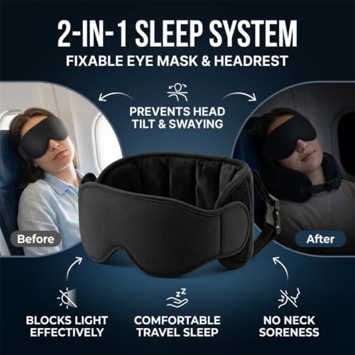 Avernio Travel Pillow with Eye Mask–2 in 1 Support Sleep System (3 in 1) - Image 3
