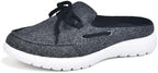 Buyrew Mules for Women with Arch Support - Lightweight Washed Cotton Sneaker Mules - Breathable Walking Flats, Comfortable Slip On Shoes for Business Casual, Office, Travel by Buyrew