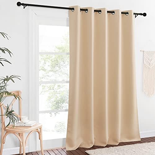 NICETOWN Blackout Sliding Glass Door Curtain 110 inch Length, Grommet Thermal Curtain Room Darkening Window Treatment for Bedroom/Living Room, Biscotti Beige, W66 x L110, 1 Panel - Image 2