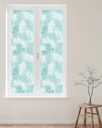 Window Privacy Film Frosted, Teal Blue Botanical Reusable Static Cling Window Tints, Summer Palm Leaves Foliage Tropical Heat Control Windows Films for Offices, Balcony, 29.5 x 118 Inches - Image 2