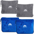 BlueHills 2 Pack Travel Blanket Pillows Set of 2 Airplane Traveling Essentials Flight Throws in Bag Compact Large Plane Accessories – Gray and Royal Blue by BlueHills